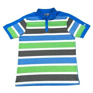 Callaway Polo Golf / Shirt Short Sleeve Mens M 43" Striped Rugby Collar Opti-Dri
